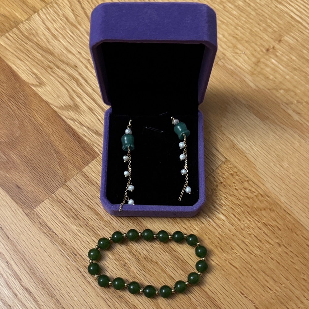 Elegant Green Beaded Jewelry Set